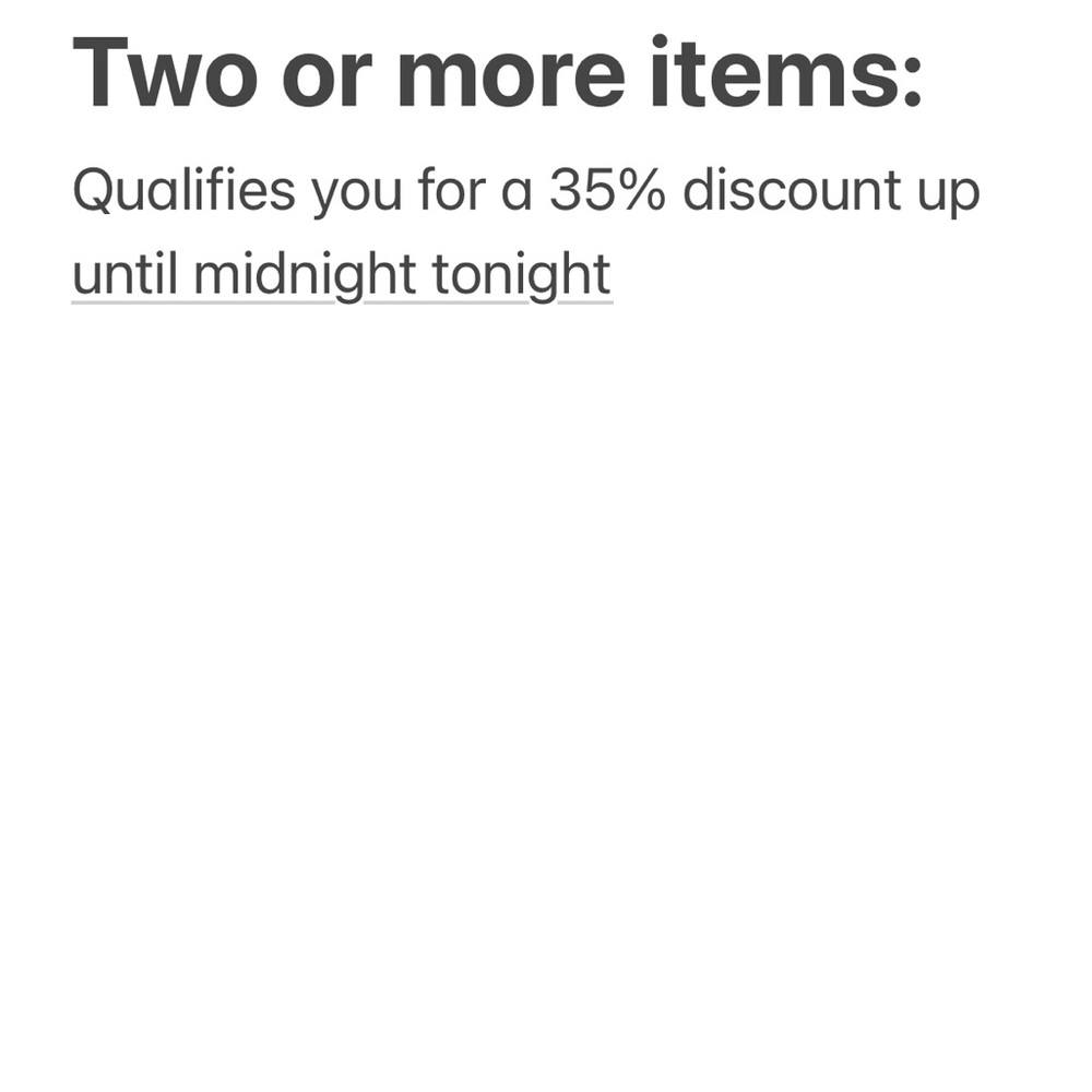Any item 30% off two or more item